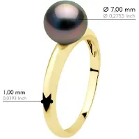 ATELIERS SAINT GERMAIN Ring äkta odlad Tahitipärla rund 7,5-8 mm - gult guld