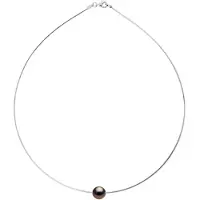 ATELIERS SAINT GERMAIN Halsband OMEGA av Silver 925 Rhodiumpläterat och äkta odlad Tahitipärla Rund 9-10 mm