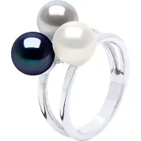 ATELIERS SAINT GERMAIN Ring Trilogie Bulk - 3 Äkta odlade sötvattenspärlor runda 7-8 mm