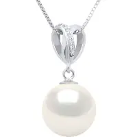 ATELIERS SAINT GERMAIN Hänge Double Knot Vitguld - Diamanter 0,03 Cts - Äkta odlad sötvattenspärla rund 10-11 mm