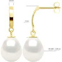 ATELIERS SAINT GERMAIN Örhängen i gult guld 375 och äkta odlade sötvattenspärlor Pear 10-11 mm