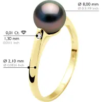 ATELIERS SAINT GERMAIN Ring Diamanter 0,02 Cts - Tahitipärla Rund 8-9 mm - Gult Guld