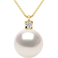 ATELIERS SAINT GERMAIN Halsband Smycken Diamanter 0,03 Cts - Äkta Odlad Pärla Akoya Japansk Certifierad Rund 8-9 mm