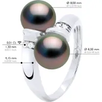 ATELIERS SAINT GERMAIN Ring You & Me Diamonds 0,06 Cts 2 äkta odlade Tahitipärlor runda 8-9 mm - Vitguld