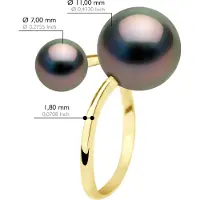 ATELIERS SAINT GERMAIN Ring Duo - Gult guld - 2 äkta odlade Tahitipärlor runda 7-8 och 11-12 mm