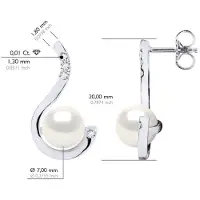ATELIERS SAINT GERMAIN Örhängen Prestige - Diamanter 0,08 Cts - Kvalitet HSI - Vitguld - Äkta odlade sötvattenspärlor runda 7-8 mm