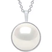 ATELIERS SAINT GERMAIN Halsband med pärlformad hänge omgiven av gult guld - knapp med äkta odlad sötvattenspärla 10-11 mm
