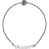 ATELIERS SAINT GERMAIN Armband Love Links i snodd nylon av svart färg prydd med en äkta odlad Tahitipärla 8-9 mm