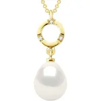 ATELIERS SAINT GERMAIN Halsband Smycken Diamant 0.01Cts gulguld och äkta odlad sötvattenspärla pärla 9-10 mm