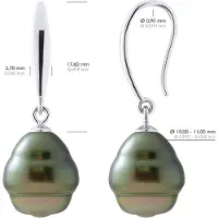 ATELIERS SAINT GERMAIN Örhängen av silver 925 och äkta odlade Tahitipärlor 10-11 mm
