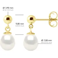 ATELIERS SAINT GERMAIN Örhängen i gult guld och äkta odlade sötvattenspärlor Pear 7-8 mm