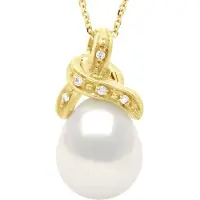 ATELIERS SAINT GERMAIN Halsband Beaded Pendant KNOT Gulguld och Diamanter 0.04 Cts Äkta Sötvattenspärla Pärla 9-10 mm