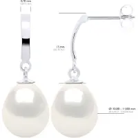 ATELIERS SAINT GERMAIN Örhängen i vitguld 375 och äkta odlade sötvattenspärlor Pear 10-11 mm