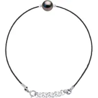 ATELIERS SAINT GERMAIN Armband Love Links i snodd nylon av svart färg prydd med en äkta odlad Tahitipärla rund 8-9 mm