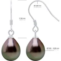 ATELIERS SAINT GERMAIN Örhängen av silver 925 och äkta odlade Tahitipärlor pärla 9-10 mm