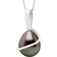 ATELIERS SAINT GERMAIN Pärlhalsband med Retour vitguld 375 och äkta odlad Tahitipärla pärla 8-9 mm