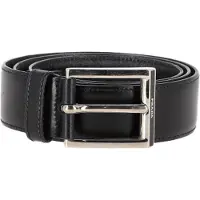 Prada Silver Buckle Belt i svart läder
