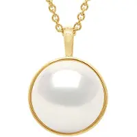 ATELIERS SAINT GERMAIN Halsband med pärlformad hänge omgiven av gult guld - knapp med äkta odlad sötvattenspärla 10-11 mm