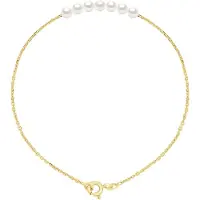 ATELIERS SAINT GERMAIN Armband Curb Chain Pärlor - 7 äkta odlade sötvattenspärlor runda 3-4 mm