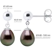 ATELIERS SAINT GERMAIN Örhängen av silver 925 och äkta odlade Tahitipärlor pärla 8-9 mm