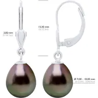 ATELIERS SAINT GERMAIN Örhängen i vitguld 375 och äkta odlade Tahitipärlor Pear 9-10 mm