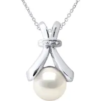ATELIERS SAINT GERMAIN Halsband Smycken Diamant 0.01Cts Vitguld och äkta odlad sötvattenspärla Knapp 6-7 mm