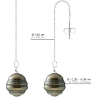 ATELIERS SAINT GERMAIN Hängande Örhängen -2 Äkta odlade Tahitipärlor Cirklade 10-11 mm