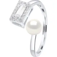 ATELIERS SAINT GERMAIN Ring justerbar Cubic Zirconia - Äkta odlad sötvattenspärla Knapp 5-6 mm