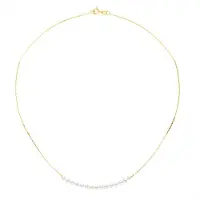 ATELIERS SAINT GERMAIN Halsband Curb Chain Pärlor - 15 äkta odlade sötvattenspärlor runda 3-4 mm