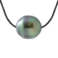 ATELIERS SAINT GERMAIN Halsband Love Links i tvinnad nylon av svart färg prytt med en äkta odlad Tahitipärla inringad 9-10 mm