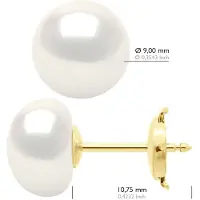 ATELIERS SAINT GERMAIN Örhängen - Gul Guld - Äkta odlade sötvattenspärlor Knapp 9-10 mm