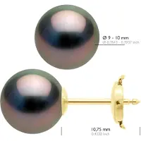 ATELIERS SAINT GERMAIN Örhängen Gul Guld 375 - Äkta odlade Tahitipärlor Runda 9-10 mm