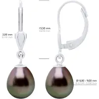 ATELIERS SAINT GERMAIN Örhängen av silver 925 och äkta odlade Tahitipärlor pärla 8-9 mm