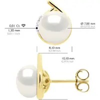 ATELIERS SAINT GERMAIN Örhängen Surroundings Diamonds 0,03 Cts Gul Guld - Äkta odlade sötvattenspärlor Knapp 7-8 mm