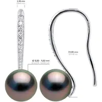 ATELIERS SAINT GERMAIN Örhängen Äkta odlade Tahitipärlor Runda 8-9 mm monterade Cubic Zirconia