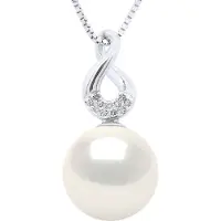 ATELIERS SAINT GERMAIN Hänge Åtta Vitguld - Diamanter 0,03 Cts - Äkta Odlad Sötvattenspärla Rund 9-10 mm