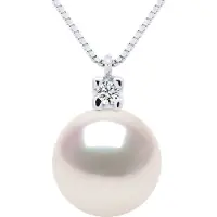 ATELIERS SAINT GERMAIN Halsband Smycken Diamanter 0,03 Cts - Äkta Odlad Pärla Akoya Japansk Certifierad Rund 8-9 mm