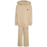 Adidas Träningsoverall 'Oversized Hoodie Open Hem Pants' beige / svart