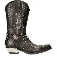 New rock Cowboystövlar med nitar i svart läder - M-7928-S1