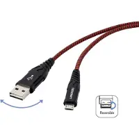 Toolcraft USB-kabel USB 2.0 USB-A kontakt, USB-C-kontakt 2.00 m Svart/Röd Extremt robust flätad skärmning, Tillämplig kontakt på båda sidor TO-6872829