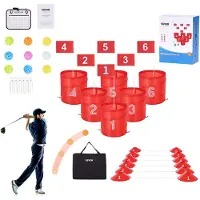 Vevor Golfspel för trädgården, 6-håls golfbana, övningsspel för golf, chipping-spel för familj, vuxna och barn, bärbart golfspel för utomhusbruk för gräsmatta, gård, camping, park, strand