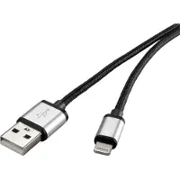 Renkforce USB-kabel USB 2.0 USB-A kontakt, Apple Lightning kontakt 0.50 m Mörkgrå Polymer beläggning RF3969327