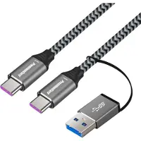 PremiumCord USB-C to USB-C with Reduction Braided Grå 2 m USB-kabel