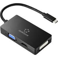 Renkforce RF-4633066 USB-C / HDMI / DVI / VGA Adapter [1x USB-C hane - 1x VGA hona, HDMI hona, DVI-hona 24+5 pol] Svart