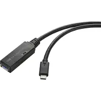 Renkforce USB-kabel USB 3.2 Gen1 USB-C-kontakt, USB-A uttag 5.00 m Svart Aktiv med signalförstärkning, OTG RF-5231962