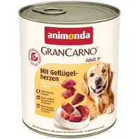 Animonda GranCarno fläskkött med fjäderfähjärtan för hundar 12x800 g