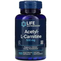 Life Extension , Acetyl-L-Carnitin, 500 mg, 100 Vegetariska Capsulor