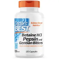 Doctors Best , Betain HCl Pepsin & Gentian Bitters, 120 kapslar