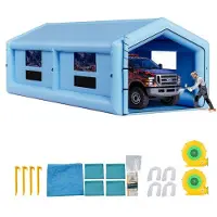Vevor Uppblåsbar målarbox, 12 x 5 x 4 m, Uppblåsbar sprutbox med 950W+1100W fläktar och luftfiltersystem, triangulärt tak, för målning av bilar, lastbilar, stora möbler och bilplåt
