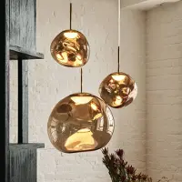 Tom Dixon Design pendellampa Melt, dimbar, Brun / mässing, Vardagsrum / matsal, Syntetmaterial, Design, Pendellampa